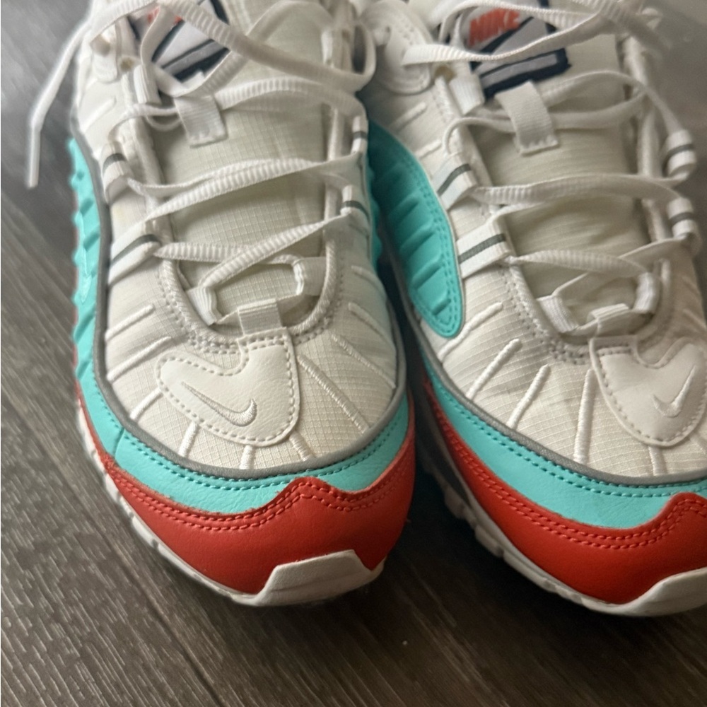 Nike White, Teal, and Red Sneakers